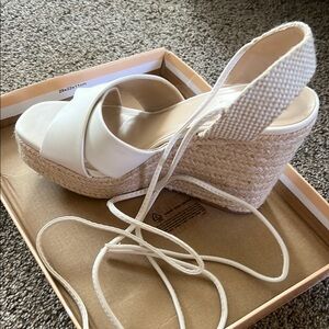 Elegant Cream Wedge Sandals